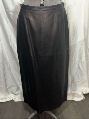 Danier Black Leather Midi Skirt